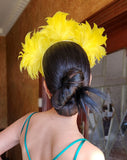 Race day crown and fascinators-  bold yellow feather flower headband - Evelyn at Kezani
