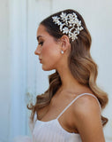Bridal headpiece - statement vine feature with crystal navette leaves and flowers - Mira [side only] by Kezani - BUY or HIRE