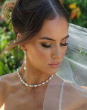 Wedding necklaces - baroque pearl classic strand with crystal - Nikola by Kezani