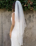 wedding veil - two tier pearl edge fingertip - Baroness at Kezani