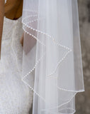 wedding veil - two tier pearl edge fingertip - Baroness at Kezani