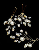 wedding hairpins - crystal and pearl statement vine hairpins - Natasha by Kezani