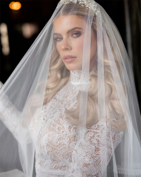 wedding veil - two full layer puff veil with detachable bow - Ariana at  Kezani - KEZANI JEWELLERY - designer bridal jewellery and wedding  accessories