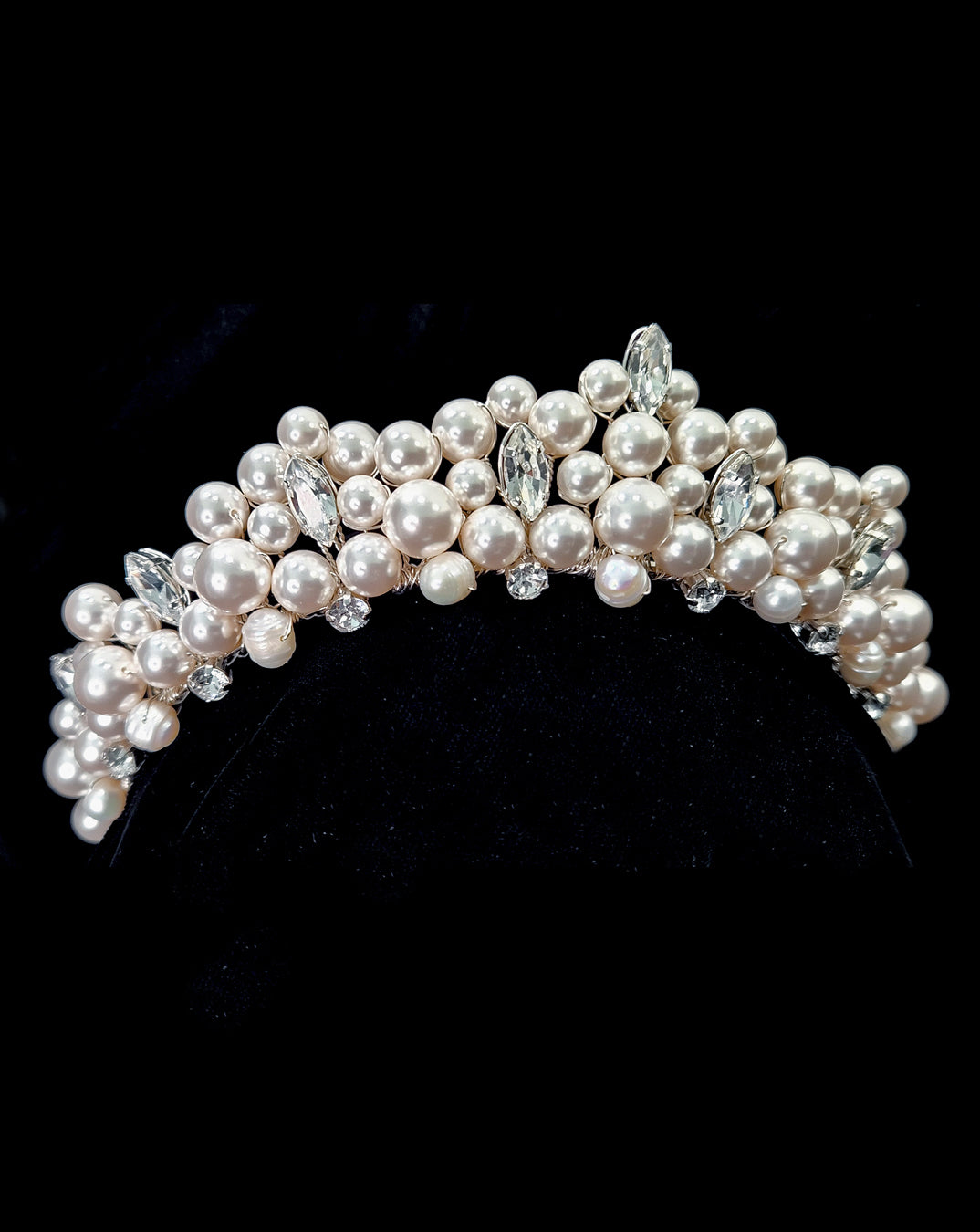 side view of pearl encrusted crown - pearlin by kezani