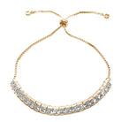 wedding and bridal bracelet - delicate square crystal detail - gold plate 2 - Teli by Johnny B at Kezani