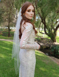 wedding veil - whimsical layered veil with crystal drops - Petal at Kezani