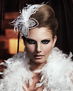 SALE - crystal leaf headpiece with ostrich feathers - L'Amour by Kezani - Kezani Jewellery - 3