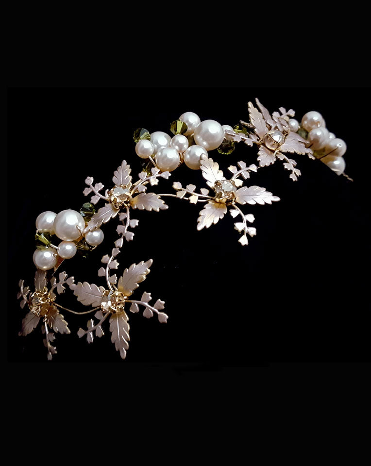 bridal and racewear headpiece - cluster pearl band with star flowers -Enchanted Garden band by Kezani 2