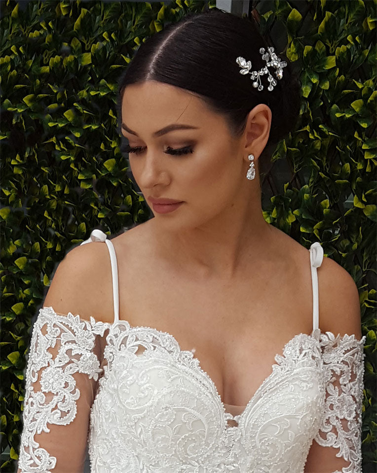 Bridal earrings- Best seller- Velvet Pear Crystal by Stephanie Browne 2