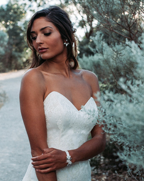 wedding cuff Jessica dainty floral ribbon cuff by Kezani KEZANI