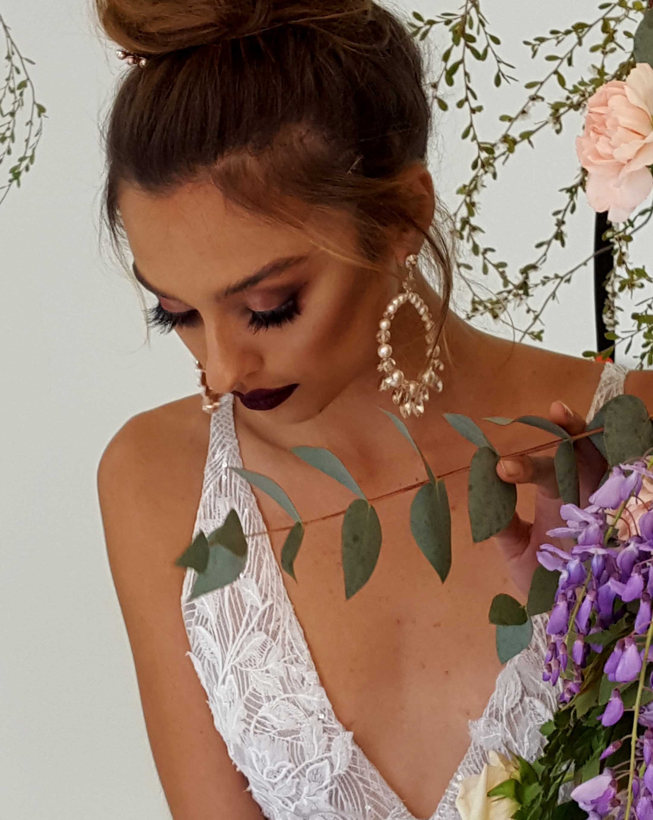 Bridal earrings BOHEMIAN HOOP- AMAANI BY KEZANI on MODEL 3