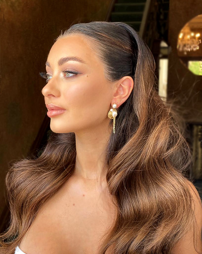 wedding earrings - modern grecian gold coin and chain earrings - Corfu by Kezani