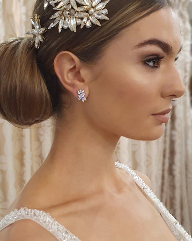 Bridal earrings - Twilight crystal studs by Stephanie Browne