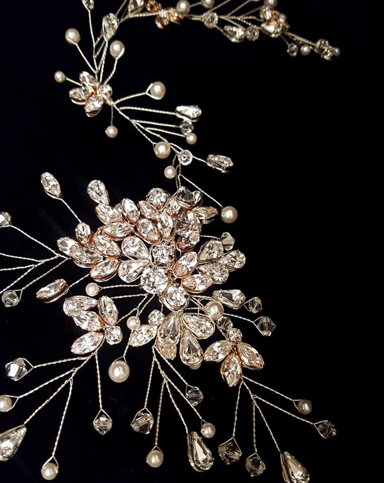 bridal headpiece - crystal hairvine with dramatic side feature - Claire by Kezani 2