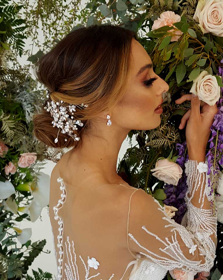 bridal headpiece - crystal hairvine with dramatic side feature - Claire by Kezani 1