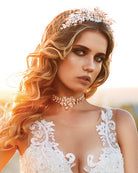 bridal headpiece - adonia gold lace crown - by kezani