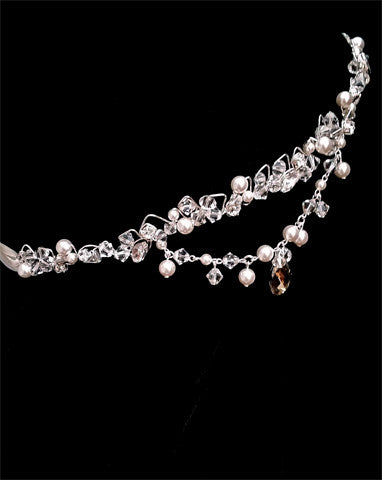 Bridal headpiece - delicate boho style crystal band and drapes - Karena by Kezani - Kezani Jewellery - 5