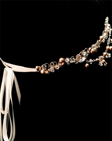 Bridal headpiece - delicate boho style crystal band and drapes - Karena by Kezani - Kezani Jewellery - 3