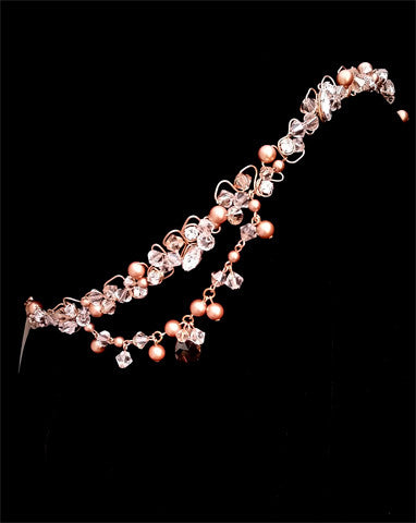 Bridal headpiece - delicate boho style crystal band and drapes - Karena by Kezani - Kezani Jewellery - 2