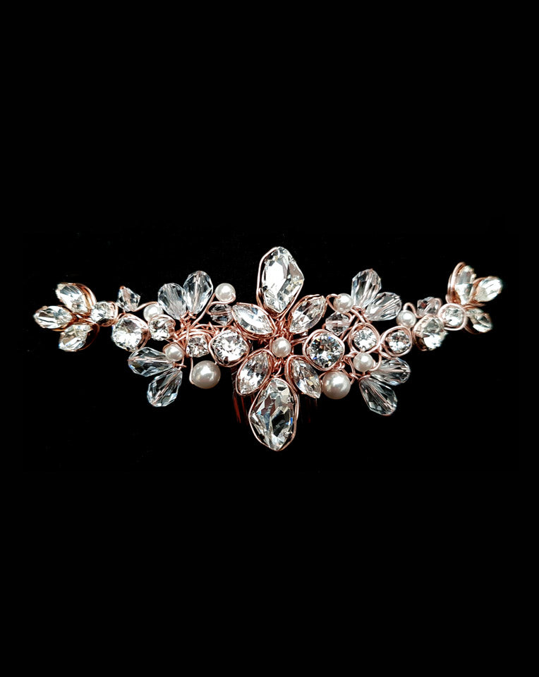 wedding headpiece - classic veil comb - rose gold plate - baby dionsyia by Kezani