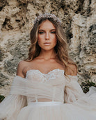 bridal headpiece - Jessica deluxe headband - floral rose gold and blush headband - by Kezani 1