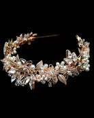 bridal headpiece - Jessica deluxe headband - floral rose gold and blush headband - by Kezani 2