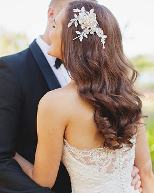 Bridal headpiece - vintage style lace - best seller - Harlow pearl by Kezani - Kezani Jewellery - 4