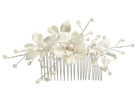 bridal headpiece - Missy Fi comb by Stephanie browne - available at Kezani Jewellery - matt silver