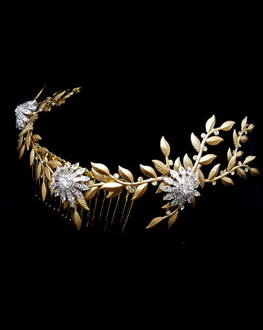 bridal headpiece- stars in my eyes - gold leaf vine - by Stephanie Browne
