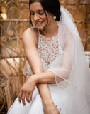 bridal wedding veil - two tier circular with pearl edge - Baroness at Kezani