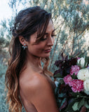 bridal earrings - BE-LEAF IN ME - stud with ear jacket in silver - At kezani