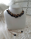 Bridal necklace - black crystal choker with rose gold - Olivia by Kezani