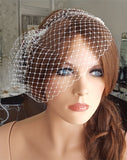Wedding veil - birdcage veil with small beaded combs - Jasmine - Kezani Jewellery - 5
