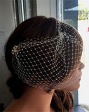 Wedding veil - birdcage veil with small beaded combs - Jasmine - Kezani Jewellery - 6