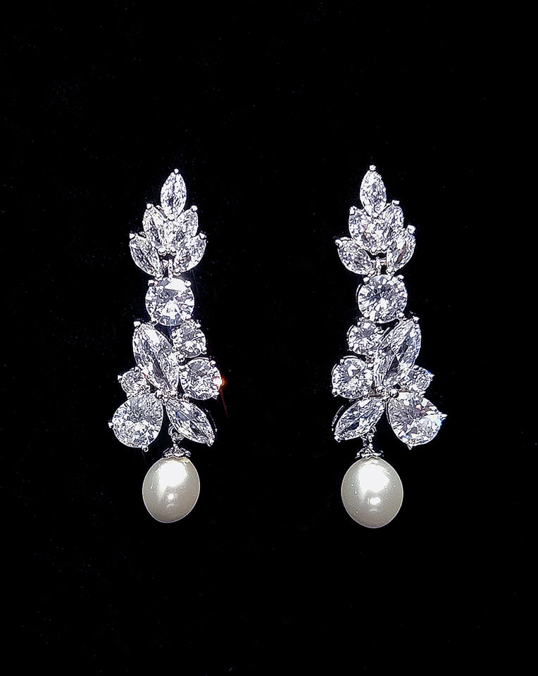 wedding and bridal earrings - hollywood glam crystal statement earrings with pearl drop by stephanie browne