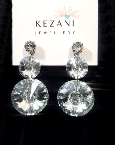 Wedding and evening earrings - large crystal - Cosmic by Kezani