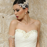 wedding armband - Fleur pearl flower with crystal drapes by Kezani - KEZANI JEWELLERY - designer bridal jewellery and wedding accessories - 3