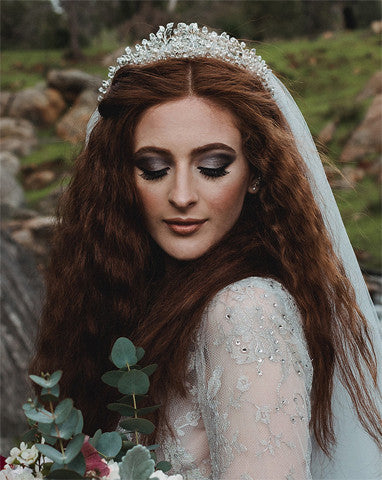 Wedding crown - silver crystal leaf - Diva Crown by Kezani - KEZANI JEWELLERY - designer bridal jewellery and wedding accessories - 2