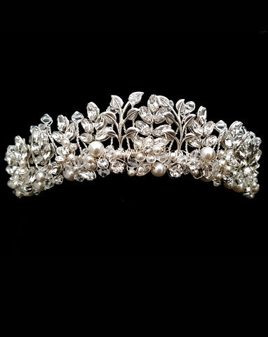 Wedding crown - silver crystal leaf - Diva Crown by Kezani - KEZANI JEWELLERY - designer bridal jewellery and wedding accessories - 3