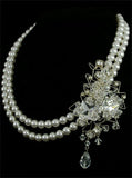SALE - double strand pearl necklace with brooch - Tiffany by Kezani - Kezani Jewellery - 2