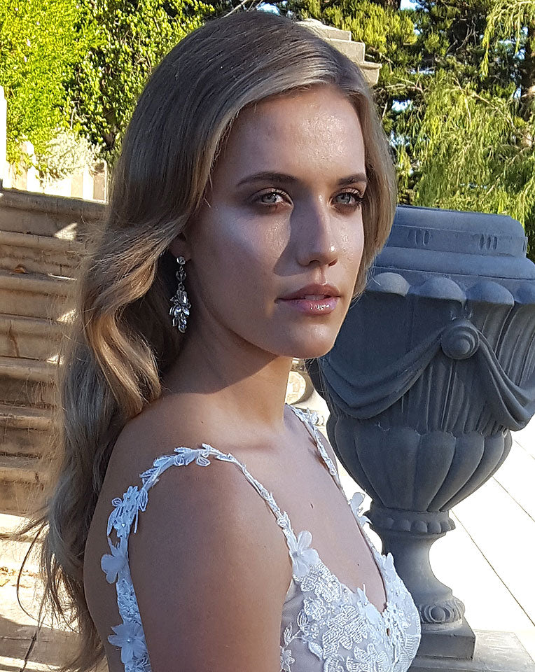 wedding earrings - Diva vintage leaf and crystal - by Kezani 3