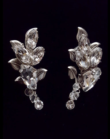 wedding earcuffs - vintage silver leaf and crystal - Diva by Kezani 2