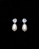 dainty pearl drop with quartz crystal stud - twinkle pearl earring - by Stephanie Browne