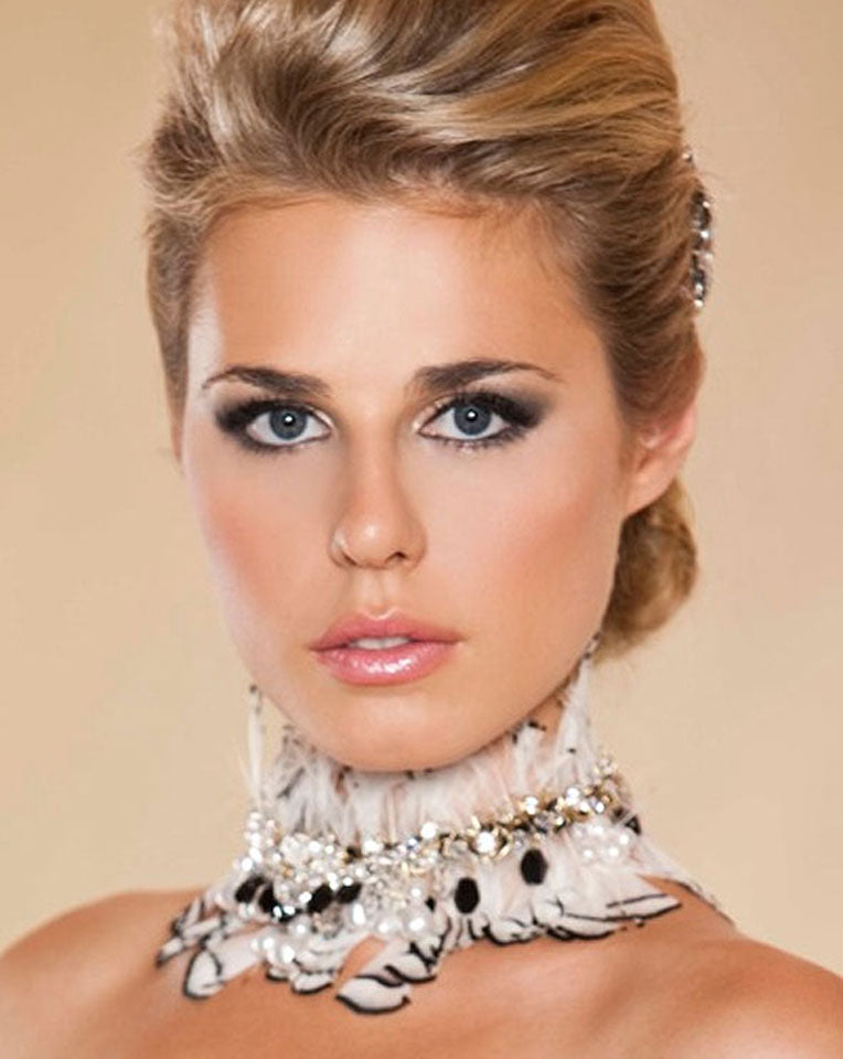 wedding and formal choker - dramatic Ivory and black feather choker - Francesca by Kezani