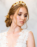 Wedding headpiece - gold and ruby Italian princess  - Tuscany by Kezani - BUY or HIRE