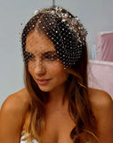 Wedding veil - birdcage veil with scattered crystals - VEIL ONLY - Haley at Kezani