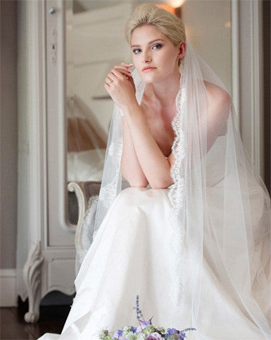 Veil - full length with chantilly lace trim - Spellbinder - Kezani Jewellery - 1