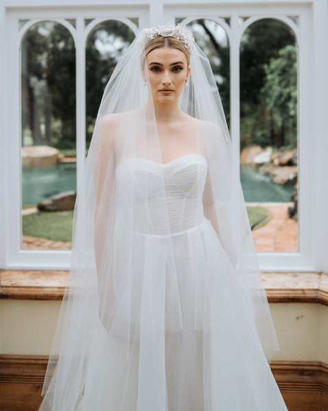 Extra Full Two Tier Cathedral Wedding Veil with Raw Edge