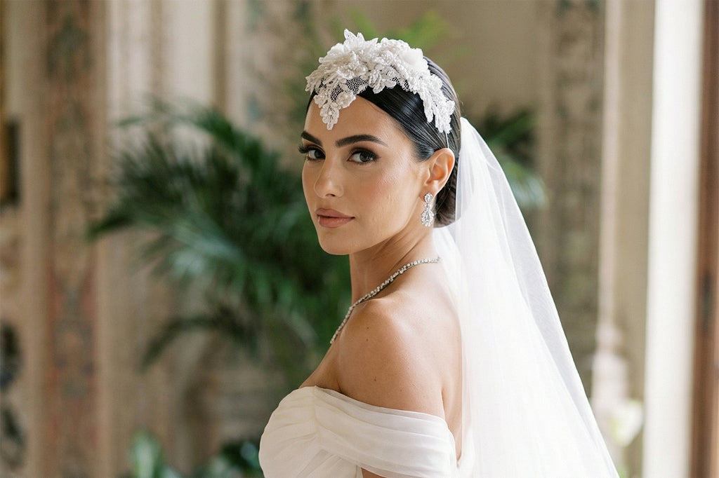 bespoke handcrafted bridal lace headpieces displayed at Kezani jewellery Perth