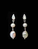 wedding earrings - dainty freshwater pearl with pear crystal stud - Lulu by Lola Knight